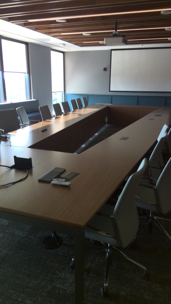 V-shaped conference table, 30'