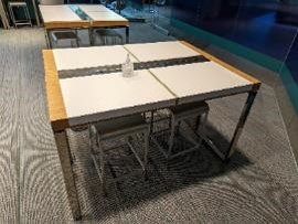 Table, Meeting, Round/Square, White/Wood, 22&quot; x 56&quot; x 34&quot;