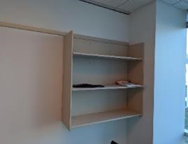 Bookshelf, Rail-Mounted, Tan, 42&quot; x 41&quot; x 12.5&quot;