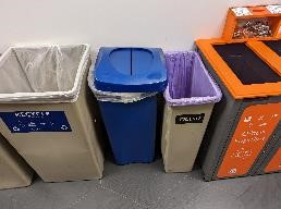 Recycle Bin, Blue, Plastic, 15.5&quot; x 15.5&quot; x 21&quot;