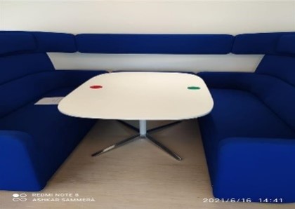 White Square Café Table with Rounded Sides