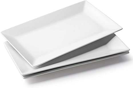 White ceramic serving outlet platters