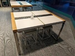 [#C5-26] Table, Meeting, Round/Square, White/Wood, 22&quot; x 56&quot; x 34&quot;
