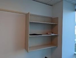 [#D2-43] Bookshelf, Rail-Mounted, Tan, 42&quot; x 41&quot; x 12.5&quot;