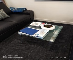 [#C6-105] Small Square Glass Coffee Table