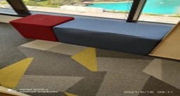 [#B11-142] Blue Lounge Ottoman
