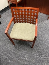 [#B8-5] Wood and Beige Guest Chair