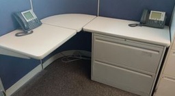 [#A2-97] Workstation, L-shaped, with 2-drawer cabinet | Estación de trabajo, en L, con armario de 2 cajones
